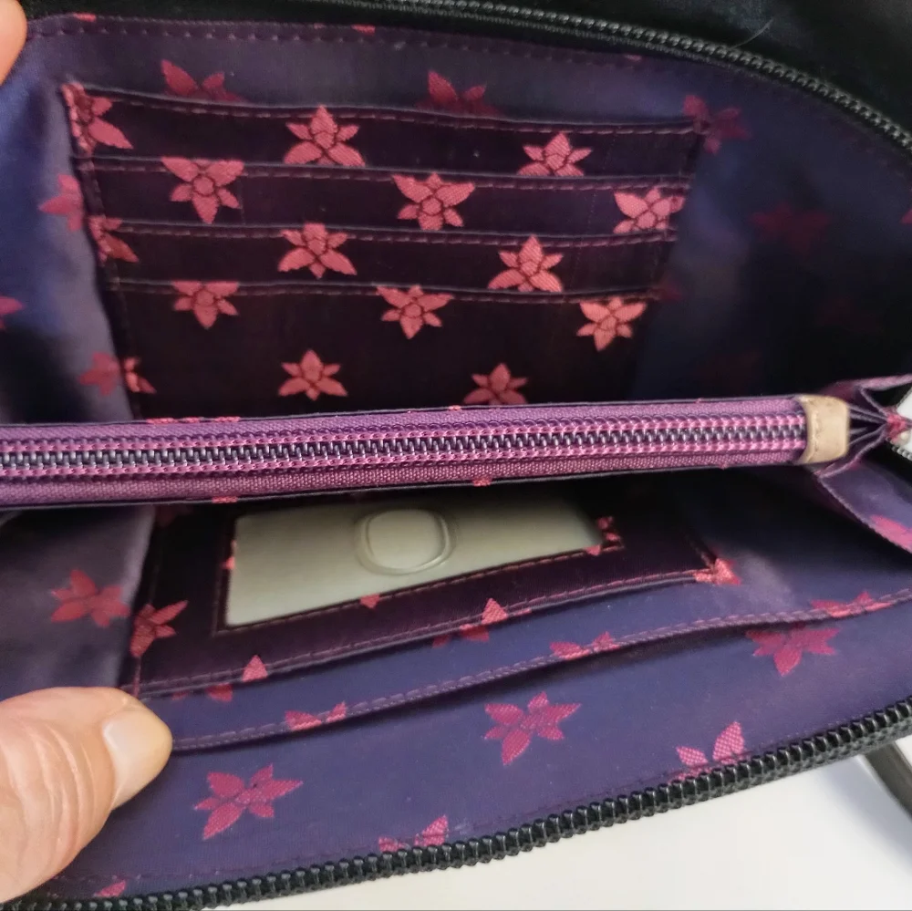 SOLD Anuschka Playful Zebras hand painted leather crossbody & wallet set NWOT - Picture 10 of 16